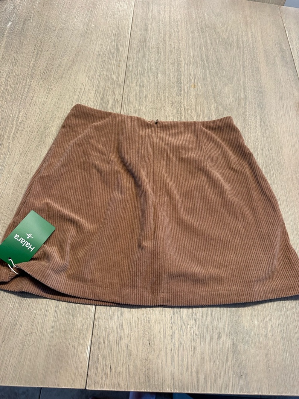 HALARA Brown Corduroy Mini Skirt